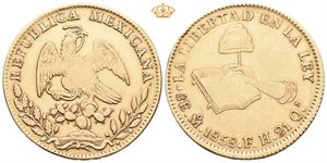 8 escudos 1858. Mexico City