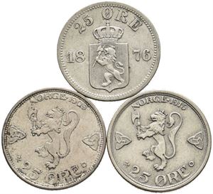 25 øre 1876, 1909 og 1915