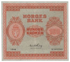 100 kroner 1948. B5632369