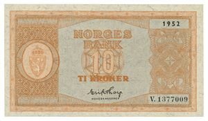 10 kroner 1952. V1377009