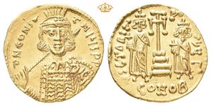 Constantine IV Pogonatus AD 668-685, with Heraclius and Tiberius. AV Solidus (4,43 g)