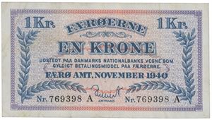 1 kronur 1940 769398A.  Sieg 15.