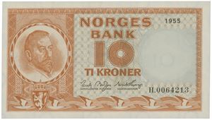 10 kroner 1955. H.0064213.