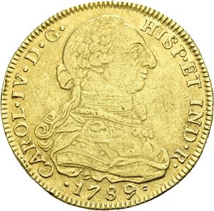 Carl IV, 8 escudos 1789. Nuevo Reino