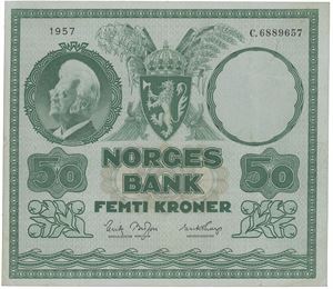 50 kroner 1957. C.6889657. Vannmerketype 2.