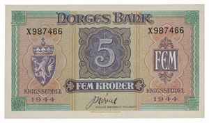 5 kroner 1944. X987466