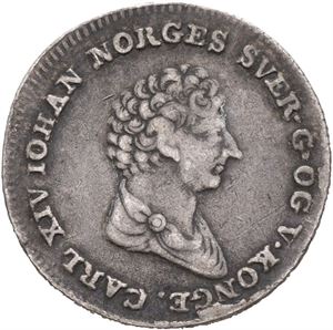 Norge, Carl XIV Johan, 8 skilling 1825. Ripe på revers