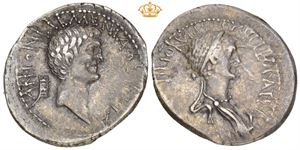 AR Denarius, Autumn 34 BC