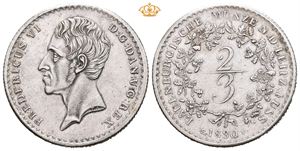 Lauenborg, 2/3 taler 1830. Speilflater på advers/brilliant surfaces on obverse