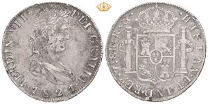 Ferdinand VII, 8 reales 1821. RG. Zacatecas