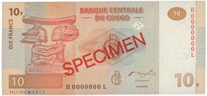 Congo Dem.rep. 10 francs