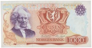 1000 kroner 1984. C4471059. Presset/ironed