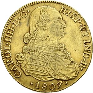 Carl IV, 8 escudos 1807. Nuevo Reino