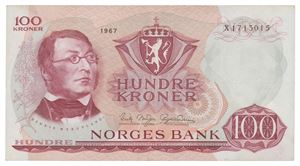 Norway. 100 kroner 1967. X1713015. Erstatningsseddel/replacement note