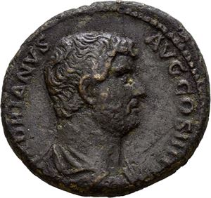 Hadrian 117-138, Æ dupondius, Rome 134-138 (12,07 g). Bareheaded and draped bust right/Cappadocia wearing turreted crown, tunic and cloak standing left. Scratch before bust