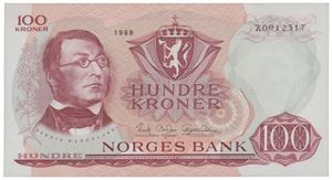 100 kroner 1968. Z0912317. Erstatningsseddel (0-million).