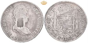 870 reis u.år/n.d. Countermarked Mexico, 8 reales 1816 JJ