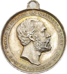 Oscar II. 25 års regjering 1897. Sølv med hempe. 27 mm