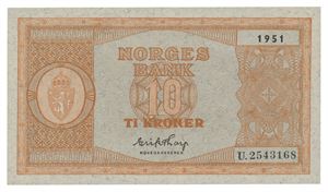 Norway. 10 kroner 1951. U2543168