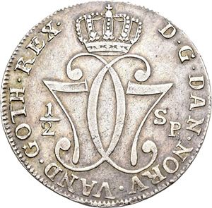 CHRISTIAN VII 1766-1808 1/2 speciedaler 1777. S.6