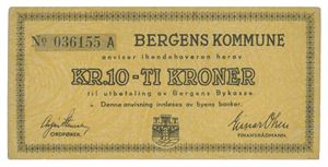 Bergens Kommune, 10 kroner. No.036155A