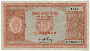 10 kroner 1947. E8366691