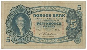 5 kroner 1922. H.1415860.