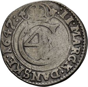 CHRISTIAN IV 1588-1648. 2 mark 1647. S.29