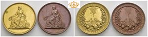 Havedyrkningens venner 1889. Lott 2 medaljer. Forgylt bronse og bronse