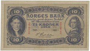 10 kroner 1921. J.0193103.