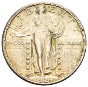 1/4 dollar 1924 S. Liten kantskade/minor edge nick