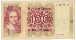 100 kroner 1988. 3162378957.