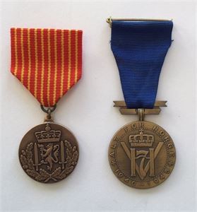 Frihetsmedaljen og Vernedyktighetsmedaljen for Hæren (2 stk.)
