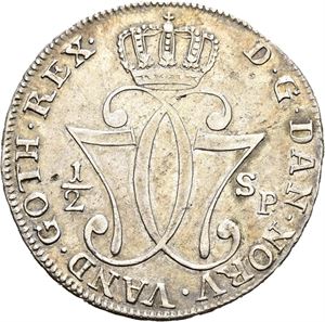 CHRISTIAN VII 1766-1808, KONGSBERG. 1/2 speciedaler 1778. S.2