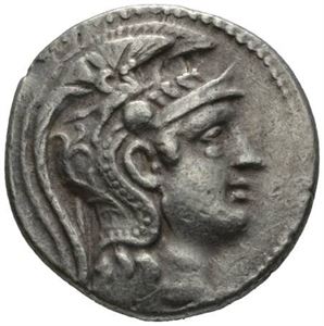 ATTICA, Athen, 113-112 f.Kr., tetradrachme (16,78 g). Hode av Athene mot høyre/Ugle på amphora