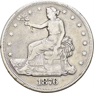 Tradedollar 1876. Små kantskader/minor edge nicks