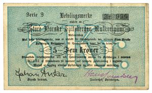5 kroner 1933/34. Serie S. Nr.999. UNIK/UNIQUE.