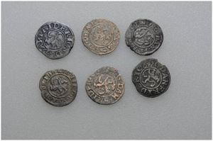 Lot 6 stk. 1 skilling 1660, 1662, 1663, 1664, 1666 og 1667