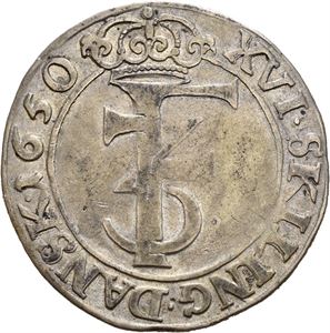 FREDERIK III 1648-1670, CHRISTIANIA, 1 mark 1650. S.27