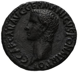 CALIGULA 37-41, Æ as, Roma 37-38 e.Kr. R: Vesta sittende mot venstre