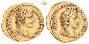 Tiberius, with Divus Augustus, AD 14-37. AV aureus (20 mm; 7,88 g)