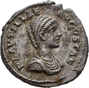 Plautilla, g.m. Caracalla, denarius, Laodicea 202 e.Kr. R: Concordia sittende mot venstre
