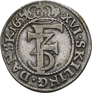 FREDERIK III 1648-1670. 1 mark 1655. S.39