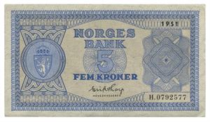 5 kroner 1951. H0792577