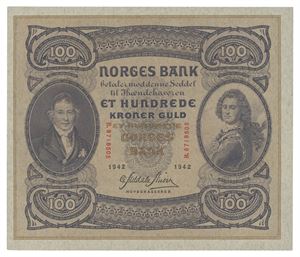 100 kroner 1942. B8718505