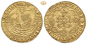 Edward III (1327-1377), 1/2 nobel u.år/n.d. 4. coinage 1351-1377. (3,77 g)