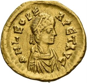 Leo I 457-474, tremissis (1,46 g), Constantinople. R: Victoria gående
