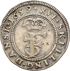 FREDERIK III 1648-1670, CHRISTIANIA, 1 mark 1659. S.87