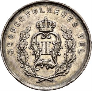 Oscar II. Den norske håndverks- og industriforening i Christiania 1879. Weckwerth. Sølv. 41 mm. Riper og kantskader/scratches and edge nicks