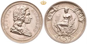 Norway. Ludvig Holberg 1684-1884. Utgave fra 1934. Sølv. 50 mm